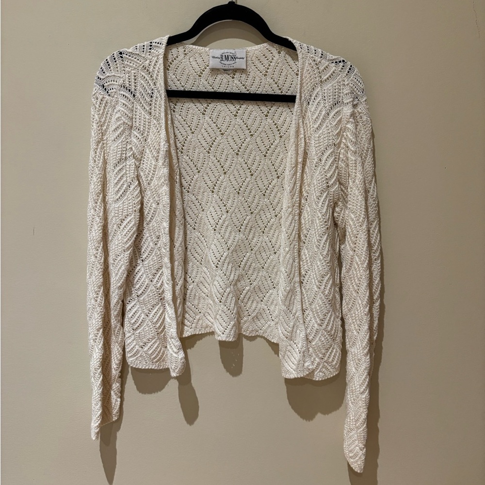 Tailor B. Moss Cream Open-Knit Cardigan